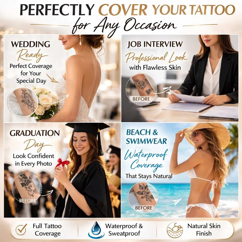 ELIXVANZA Body Coverage Perfector - Tattoo Cover Up Makeup, Body Foundation, Waterproof No Transfer Leg & Body Makeup