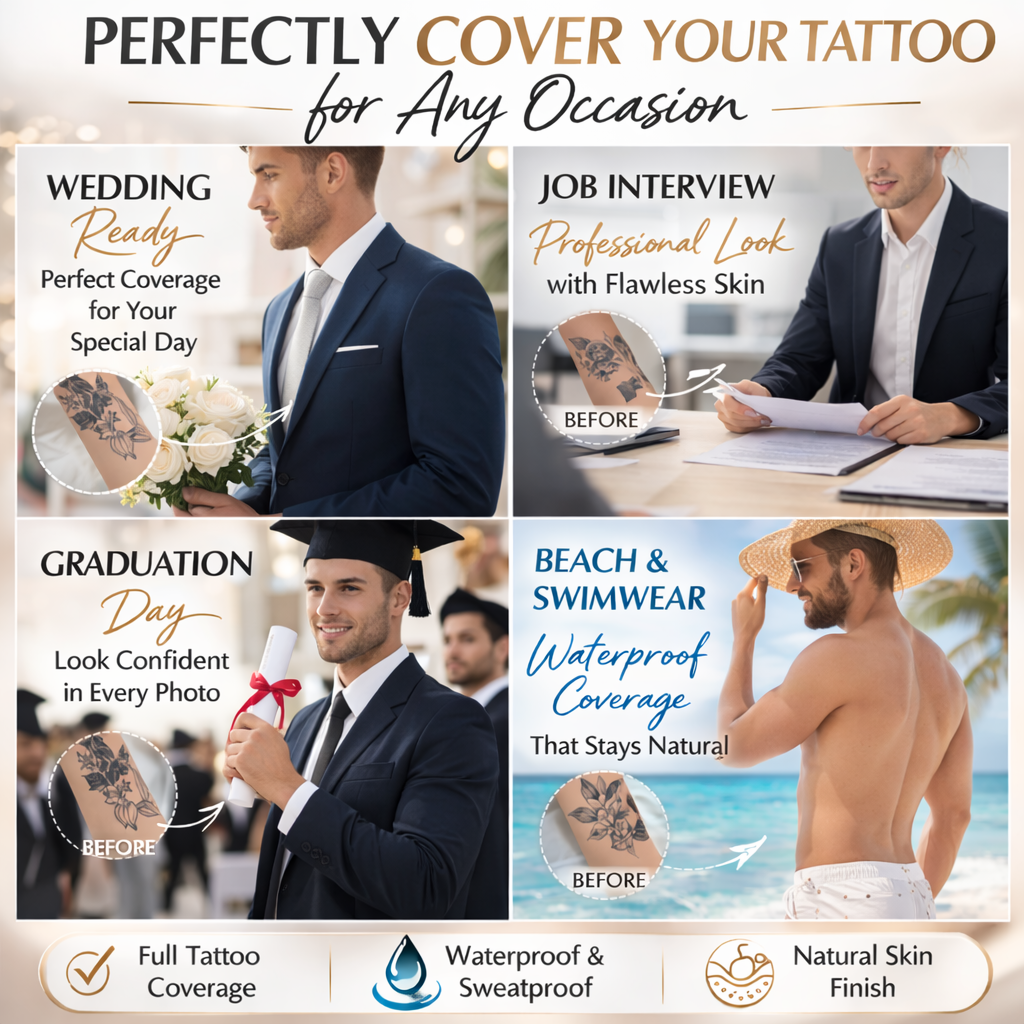 ELIXVANZA Body Coverage Perfector - Tattoo Cover Up Makeup, Body Foundation, Waterproof No Transfer Leg & Body Makeup